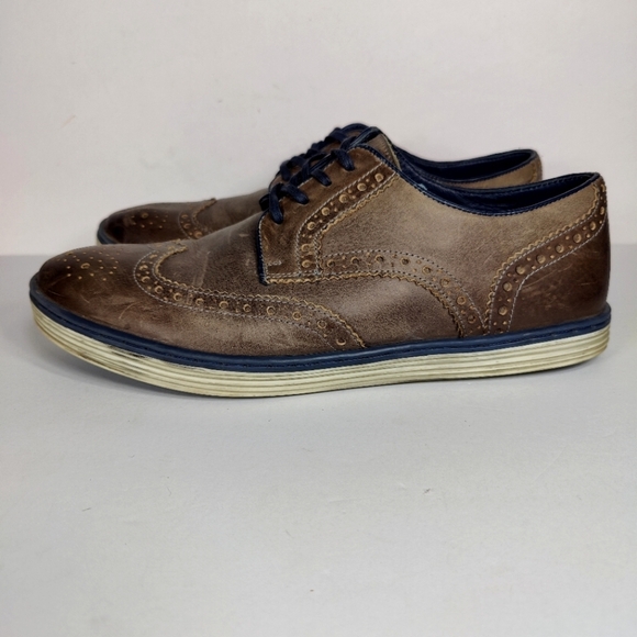 ROAN by BED STU Derby Oxford Rustic Grey Navy Lace Up Leather Men's Shoe Size 10 - Picture 1 of 10